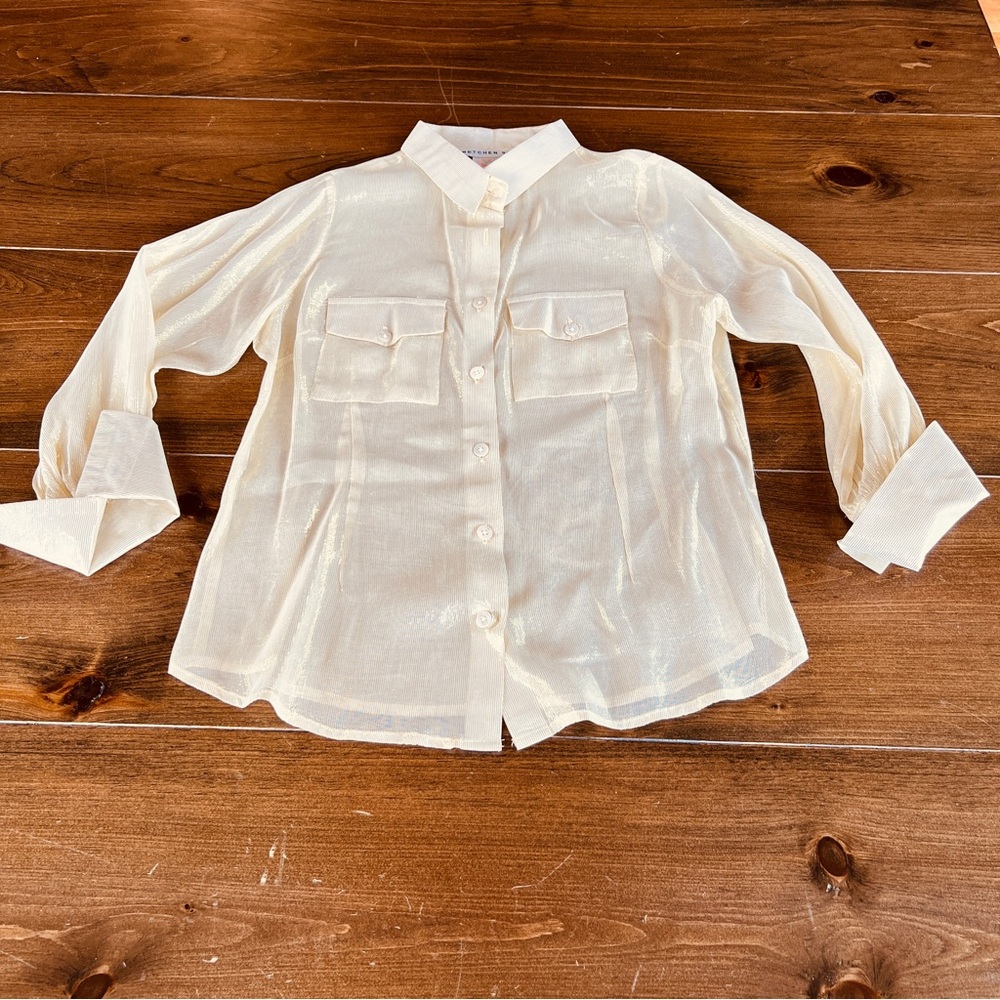 Gretchen Scott Designs Women’s Metallic Button-Down Shirt/Blouse